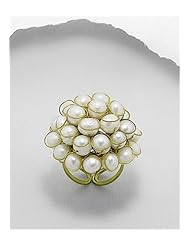 White (Natural) Fresh Water Pearl Ring In Brass