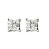 14K White Gold 1/3 ct. Princess Cut Diamond Earrings
