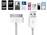 HIGH QUALITY UNIVERSAL OEM USB CABLE FOR ALL iPod Nano, ALL iPod Touch, ALL iPod Classic, ALL iPod Video & ALL iPhone - iPod and iPhone USB charging and sync cable compatible with Macs and PCs - Hi-TEC ESSENTIALS