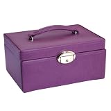 Davidt's - 702053 - Coffret Bijoux Synth&eacute;tique - Fa&ccedil;on Vachette Violet - 20x10x14 cm