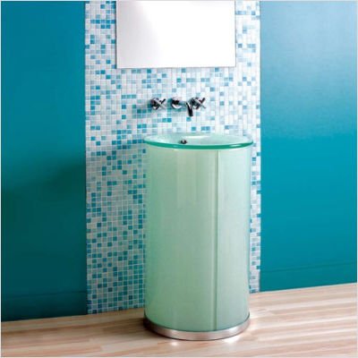 Clematis Tempered Glass Pedestal Bathroom Sink
