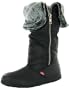 LEVI'S Jeans Lola Hi Womens Faux Fur Lined Nylon Winter Snow Zip Up Fold Over Knee Boots Shoes Black