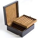 Vintage Dark Walnut Wood Color Dual Layer Pen Display Storage Case Chest Holds 16 Pens