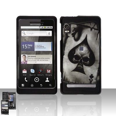 Rubberized Black Grey Ace Spade Skull Snap on Design Case Hard Case Skin Cover Faceplate for Verizon Motorola Droid 2 A955 Rubberized Black Grey Ace Spade Skull Snap on Design Case Hard Case Skin Cover Faceplate for Verizon Motorola Droid 2 A955