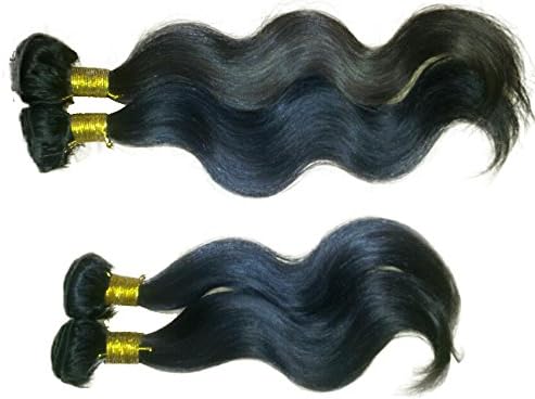 Pure Original Brazilian/Indian Virgin Remy Hair Grade A Natural Wave 100% Real Human Hair (Natural Black) (12", Body wave)