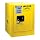 Justrite Sure-Grip EX 890400 Safety Cabinet for Flammable Liquids, 1 Door, 1 Shelf, Manual Close, 4 gallon, 22"Height, 17"Width, 17"Depth, Steel, Yellow