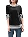 Allegra K Women Long Sleeve Stripe Hooded Shirt Patchwork Tops Black White S