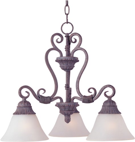 Maxim Lighting 27512SVCR Canyon Rim 3-Light Chandelier, Canyon Rock Finish with Soft Vanilla Glass