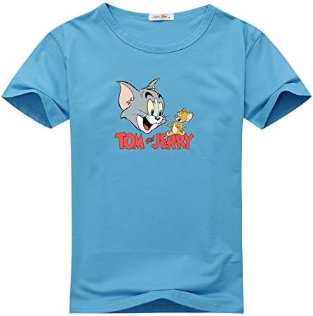 Kety Fashion Child Kids Boys And Girls Tom and Jerry classic Cotton Medium/7Y-8Y Light Blue