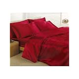 Satin 6 Piece Duvet Cover Set, Burgundy, Kingby Linens Limited