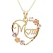 10k Gold Two-Tone Polished Diamond Cut Heart with "MOM" Pendant, 18"