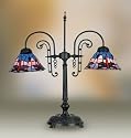 Large Tiffany Twin Lamp Dragonfly Designer Stained Glass Table Lampshade Desk Lights - 28" x 24"