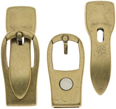 Antiqued Brass Plated Magnetic Buckle Clasp For Regaliz 10mm Flat Cork Cord - 1 Set