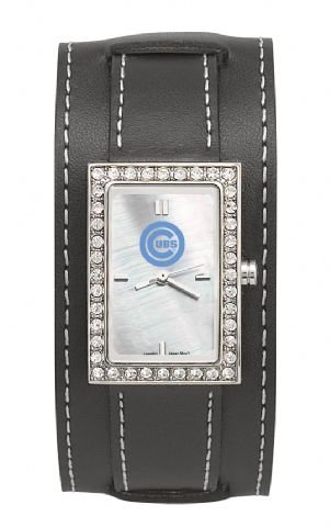 Chicago Cubs Starlette Black Leather Watch