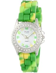 Golden Classic Womens 2295-D "Petite Colors Galore" Rhinestone Encrusted Bezel Multi-Colored Silicone Watch