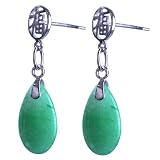 Green Jade & Sterling Silver Handmade Prosperity Earrings