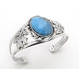 LeavesandLargeBlueTurquoiseSterlingSilverCuffBracelet-NativeAmericanStyle