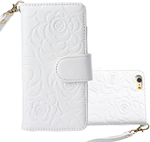 S6 Case, Galaxy S6 Wallet Case,YoungDoria Samsung S6 Case Cover,Luxury PU Leather Case Flip Cover with Card Slots &amp; Stand For Samsung Galaxy S6 (Camellia - White)