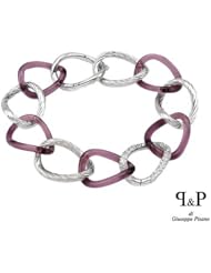 P&P SILVER Sterling Silver 6.75 CTW Amethyst and 1.72 CTW Cubic Zirconia Ladies Bracelet. Total Item weight 44.0 g.