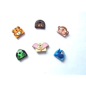Deluxe Animal Key Caps(Covers ) 6/pk [Elephant, Monkey, Fish , Lion,Turtle and Bear] Ideal for Kids keyring