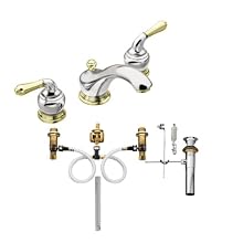 Moen T4570CP-9000 Monticello Two-Handle Low Arc Bathroom Faucet Trim Kit with Valve, Chrome and Polished Brass