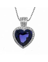 18K White Gold Heart Cut Tanzanite and Diamond Pendant -- LIFETIME WARRANTY