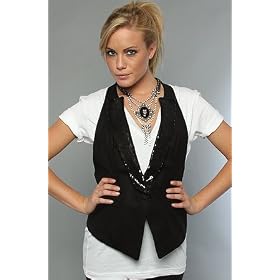 *NYC Boutique The Liza Sequined Collar Vest,Vests for Women