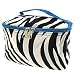 Cute! Cosmetic Makeup Bag Case Zebra Print Blue Trim Small