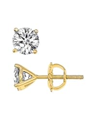0.48 Carat G/H-VS Natural Diamond 4-Prong Martini Set Stud Earrings 14k Yellow Gold