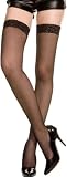 Lace Top Fishnet Thigh Hi Stockings, Plus Size, Black - by Leg Avenue (Plus Size)