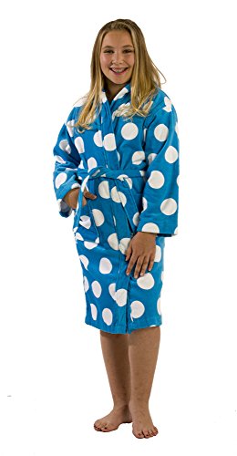 Polka Dot Terry Cloth Cotton Hooded Robe, Bathrobes for girls