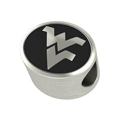 West Virginia Mountianeers College Bead Fits Most Pandora Style Bracelets Including Chamilia Kera Troll and More. High Quality Bead in Stock for Fast Shipping