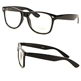 Classic Vintage Buddy Nerd Wayfarer Blues Brothers Clear Sunglasses - Black