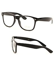 Classic Vintage Buddy Nerd Wayfarer Blues Brothers Clear Sunglasses - Black by H2W