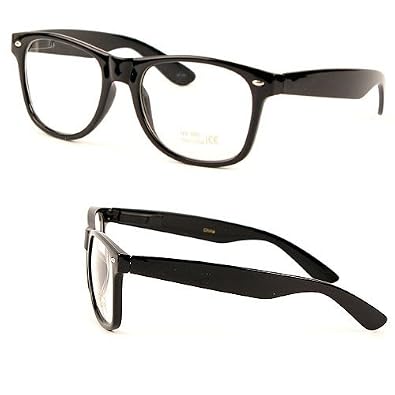 Click here to buy Classic Vintage Buddy Nerd Wayfarer Blues Brothers Clear Sunglasses - Black by H2W.