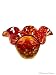 Scalloped Red & Yellow Blown Art Glass Bowl Centerpiece