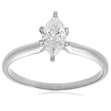 10k Choice of White or Yellow Gold Marquise Solitaire Diamond Engagement Ring (1/2 ct, J-K Color, I2-I3 Clarity)