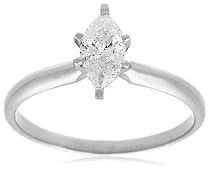 10k Choice of White or Yellow Gold Marquise Solitaire Diamond Engagement Ring (1/2 ct, J-K Color, I2-I3 Clarity)