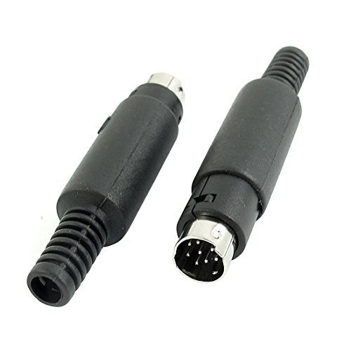 2Pcs Black DIN 8Pin Male Plug Socket Audio Vodel Adapter Connector