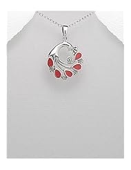 Peacock Reconstructed stones Pendant Necklace In 92.5 Sterling Silver