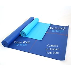 84 X 36 X 1/4 Extra Wide, Extra Long, Extra Thick Blue Yoga Pilates Mat