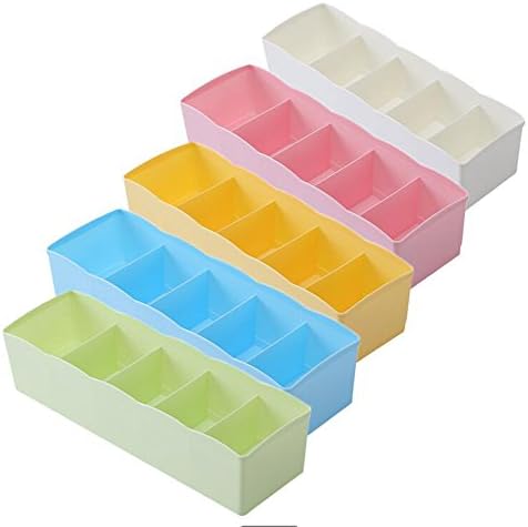 5PC Plastic Underwear Storage Box 25 Cell Plastic Socks Ties Jewelry Pants Storage Drawer (Random)