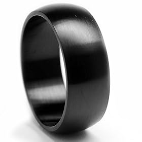 8MM Black Stainless Steel Dome Brushed Ring Size 7
