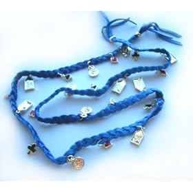 Disney Couture 14KT Gold Plated Multi Charms Leather Wrap Bracelet Blue We Do NOT Ship To Australia...