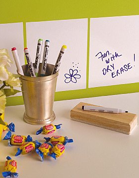 Kitchen: WALLIES PEEL & STICK DRY ERASE SQUARES 7X5 3/4 4 SHEETS/PK WHITE