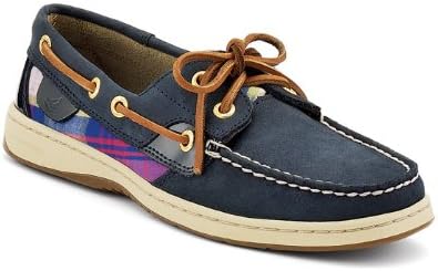 Sperry Top-Sider Women's Bluefish 2-Eye Navy Nubuck/Cobalt Plaid Boat Shoe 7.5 M (B)