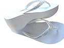 SWAROVSKI CRYSTAL HAVAIANAS HIGH LOOK WEDGE SANDAL FLIP FLOPS THONGS WHITE/CLEAR