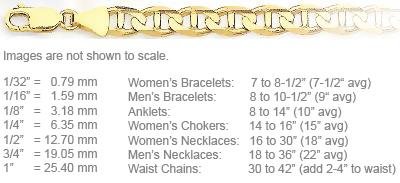 1.0mm mariner gold chain available in necklace, bracelet and anklet lengths (14K Solid Gold)