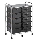 Ecr4kids 15 Drawer Mobile Organizer Smoke