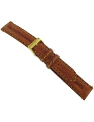 18mm Morellato Genuine Leather Double Padded Stitched Calfskin Tan Watch Band Strap